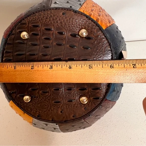 Alyssa Faux Vegan Leather Ostrich Texture Round Sphere Ball Handbag Multicolor - Picture 11 of 15